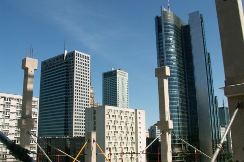 budowa na tle centrum Warszawy